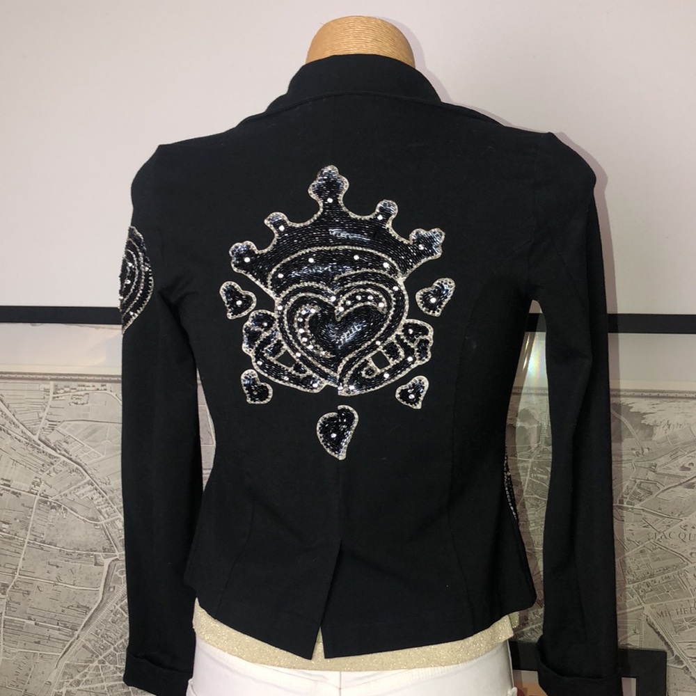 Rock N Karma Black Embellished Women's Blazer Size S 2-4